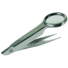 Magnifying glass with tweezer