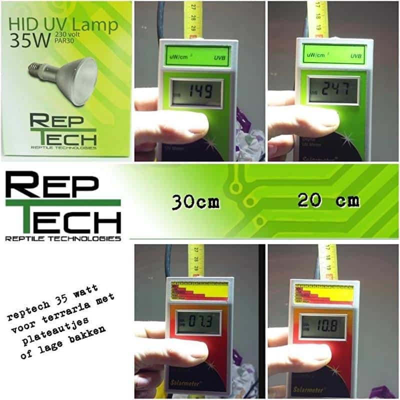 Reptech HID UV lamp 35watt ( BALLAST NODIG ) 20 cm tot het dier